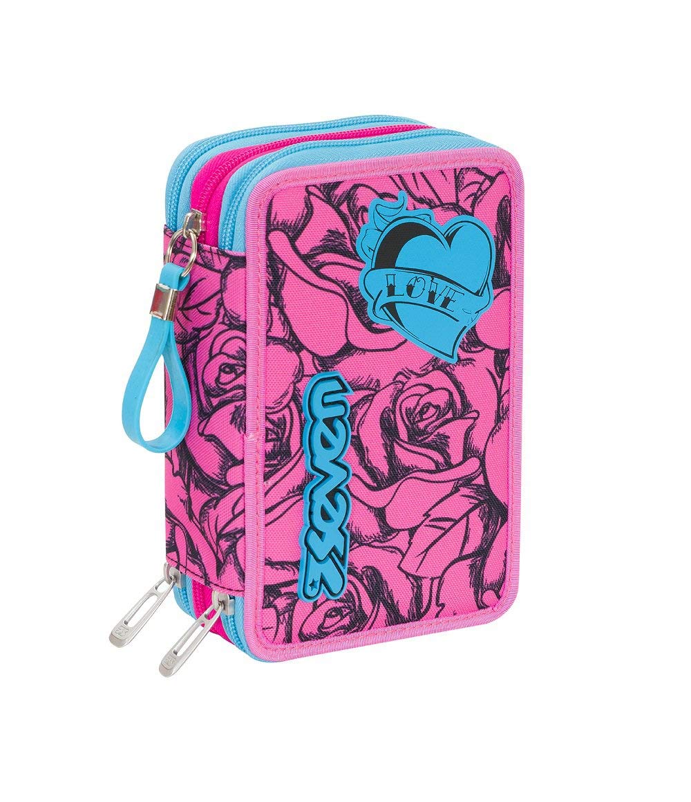 Seven Pencil case - Pen bag, multicolor, Box for Stationery, Pen Pouch filled with Pens, Markers & more, Perfect for School Supplies, for Teen Girls and Boys, 3 compartments, XXL LEFLEUR