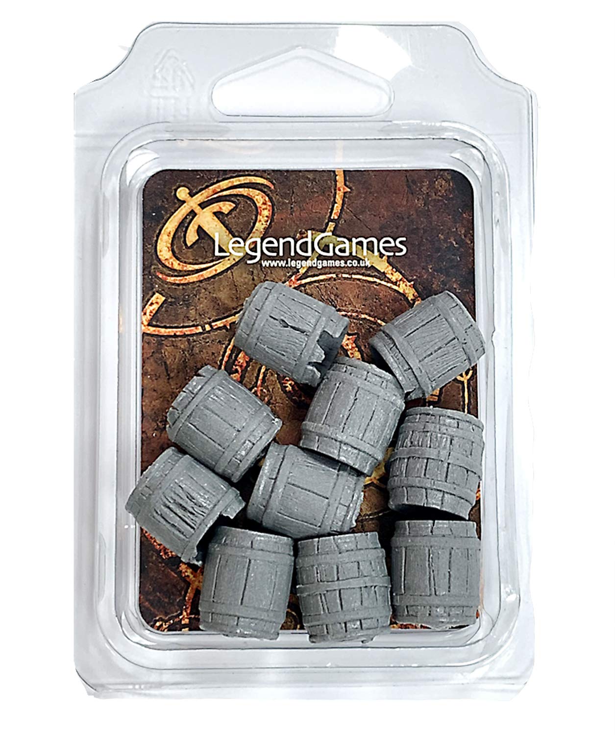 LegendGames 28mm scale Resin Barrel Set - Open Barrels Set 5 - contains 10 barrels.