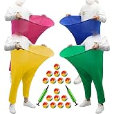 4-Color Team Granny Pants Yard Game with 16 Balls & 2 Pumps - Complete Adult Outdoor Set for 8+ Players, Backyard & Outdoor T
