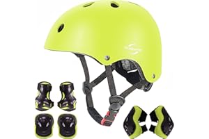 UNIQUEFIT Kids Boys and Girls Protective Gear Set, Outdoor Sports Safety Equipment 7Pcs Child Helmet Knee &Elbow Pads Wrist Guards for Roller Scooter Skateboard Bicycle
