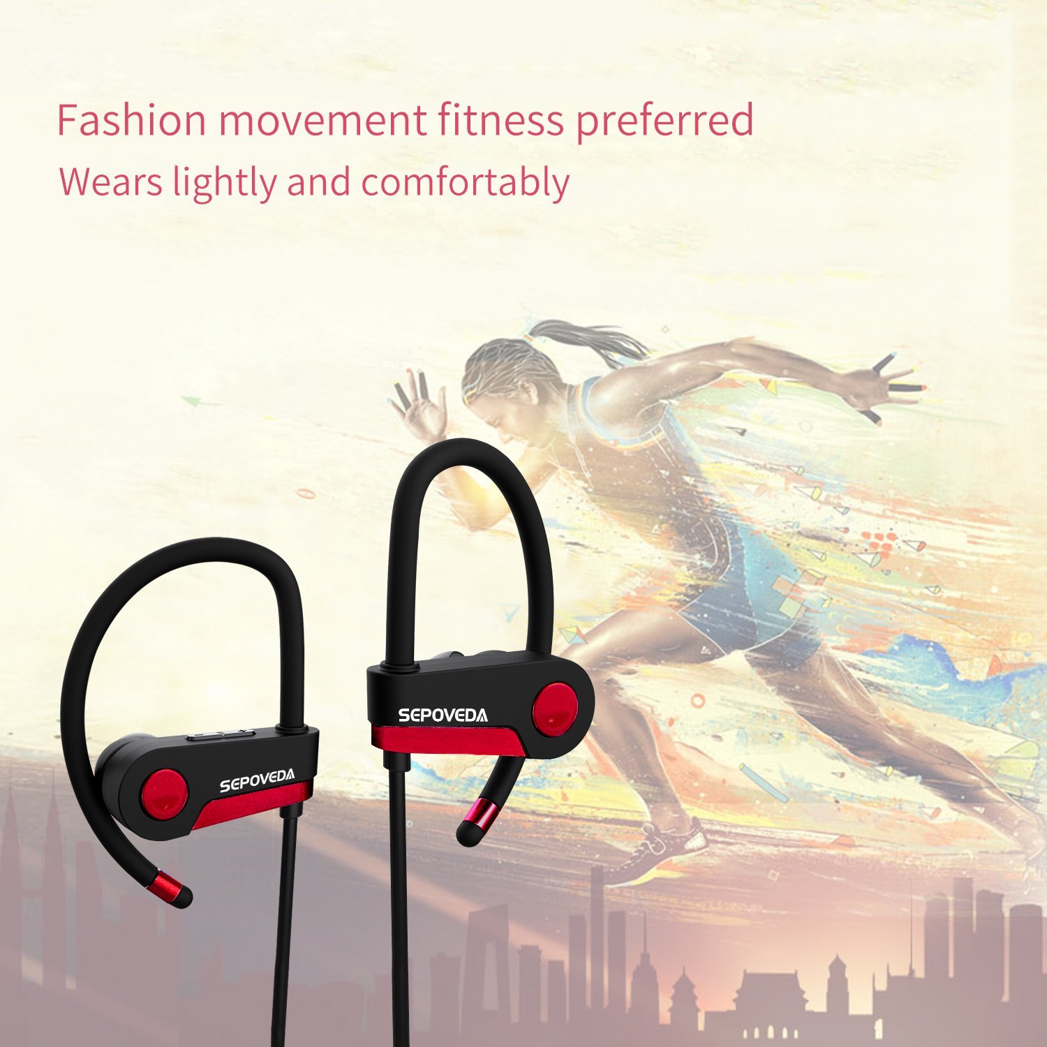 Sepoveda Bluetooth Headphones Wireless Earbuds with Mic| Sweat Proof Headphones, Noise Cancelling Tech, Crisp Sounds, HD Stereo Bass & Secure Fit