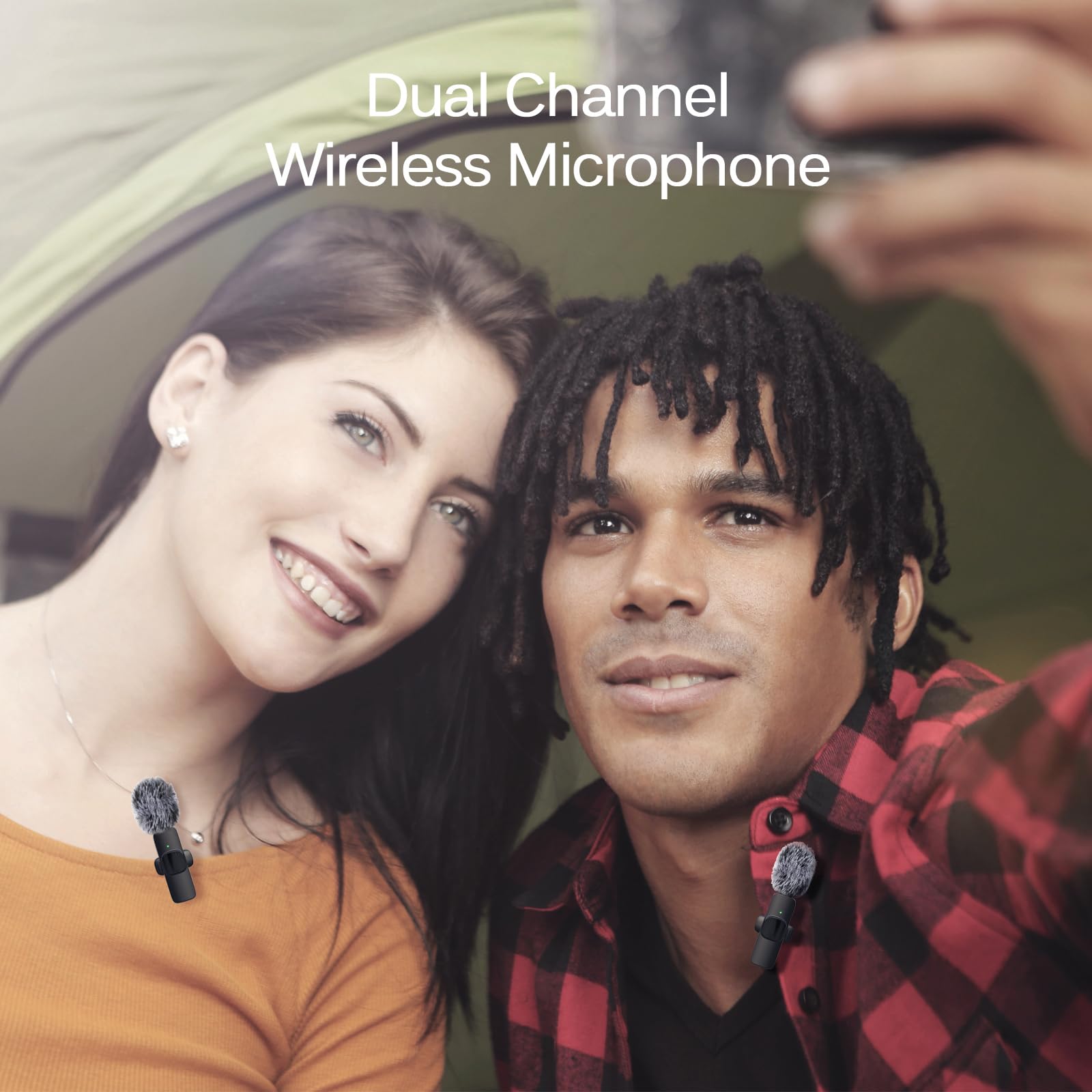 Professional Wireless Lavalier Lapel Microphone for iPhone, iPad, mini Video Recording Mic for Interview Video Podcast Vlog YouTube & Livestream, Noise Reduction, Plug & Play, 2 Pack (Type-C Port)