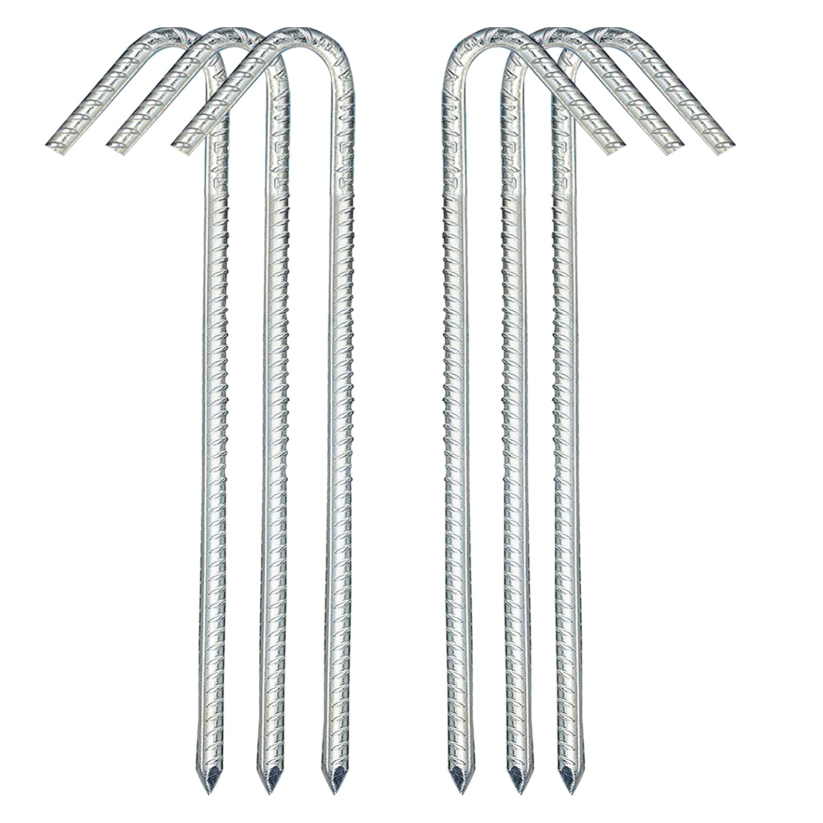 Ground Stakes, Steel Tent Nails Pins Garden Staples Anchors Metal Heavy Duty Ground Rebar Pegs Landscape Gardening Stake for Camping Tents Trampoline Fence (12 inch,6pack)