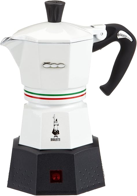 Bialetti Elektrika Fiat 500 Electric Espresso Maker, White â The Original Fiatde Sign/Colour 