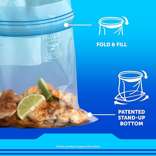 ZIPLOC QUART FOOD STORAGE FREEZER BAGS, NEW STAY OPEN DESIGN WITH STAND-UP BOTTOM, EASY TO FILL, 38 COUNT