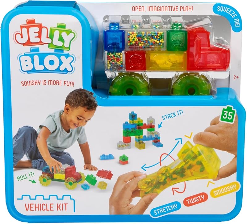 Jelly Blox Vehicle Kit 35 Blocks Toddler Sensory Building Toy