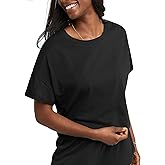 Hanes Womens Originals Boxy Cropped T-Shirt with Rolled Sleeves, 100% Cotton Crop Top