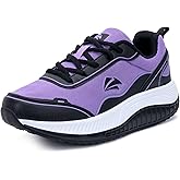 MEHOTO Walking Shoes Women with Arch Support Wide Orthotic Sneakers for Plantar Fasciitis Foot and Heel Pain Relief Tennis Shoes Black Purple US 7