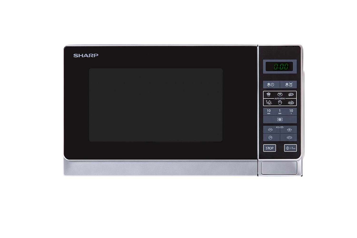 Sharp R-242 INW Microondas 20L, Control Táctil, 800W, 800 W, 20 litros, Metálico, Plata