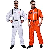Maxim Party Supplies Mens Astronaut Costume Jumpsuit for Adults with Embroidered Patches and Pockets