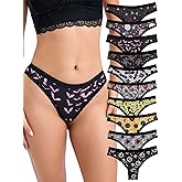 Morvia Variety of Panties Thongs Sexy Cute Chic Gothic Contrast Lace Halloween Skulls Stars Inspired Print Random Underwear