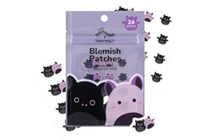 TONYMOLY x Squishmallows Halloween Emily + Zumirez the Bat Blemish Patches – Hydrocolloid Acne Spot Treatment with Salicylic Acid – Cute K-Beauty Pimple Patches – 24 Count