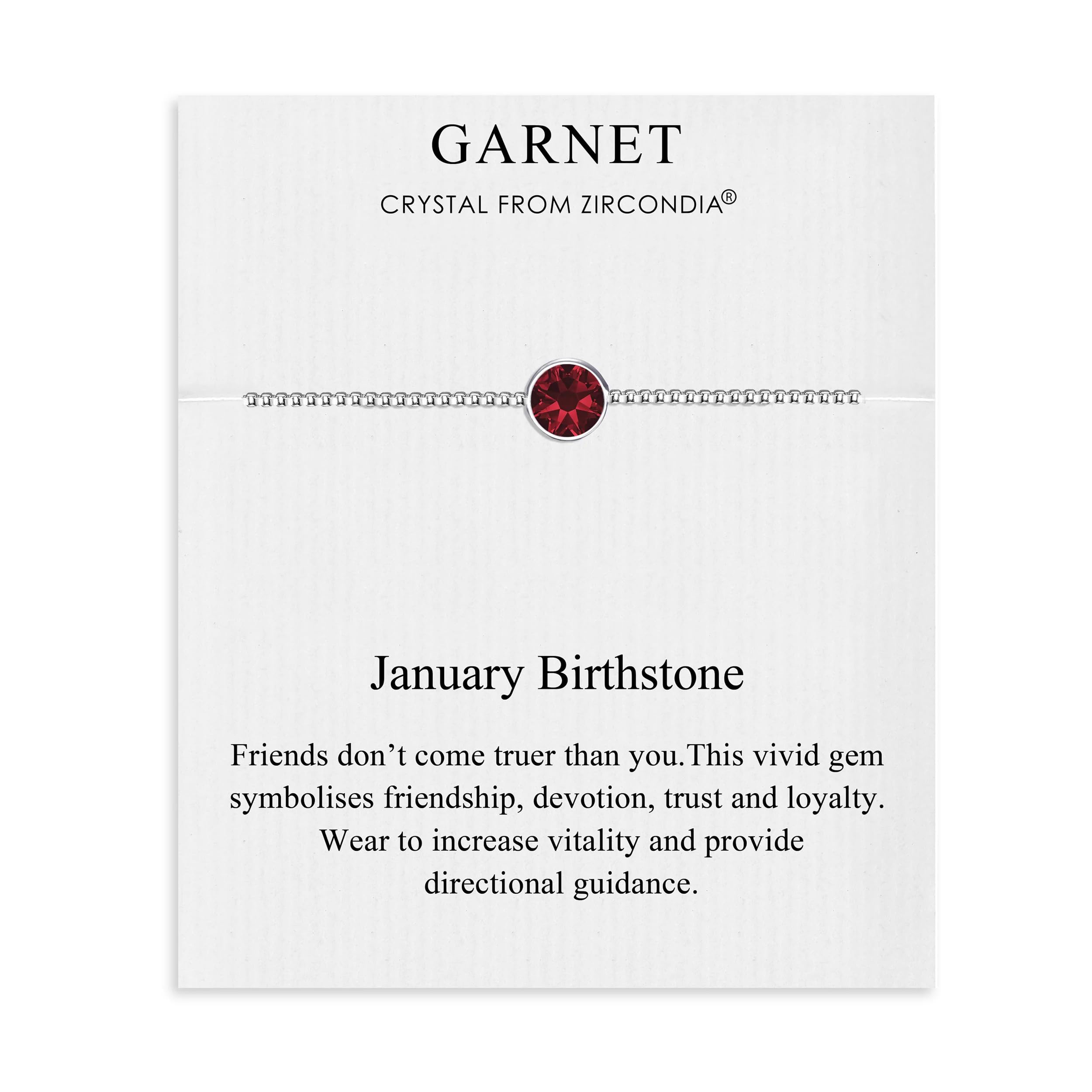 Philip Jones January (Garnet) Birthstone Bracelet Created with Zircondia® Crystals