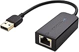 Cable Matters USB to Ethernet Adapter (USB 2.0 to Ethernet / USB to RJ45) Supporting 10 / 100 Mbps Ethernet Network in Black