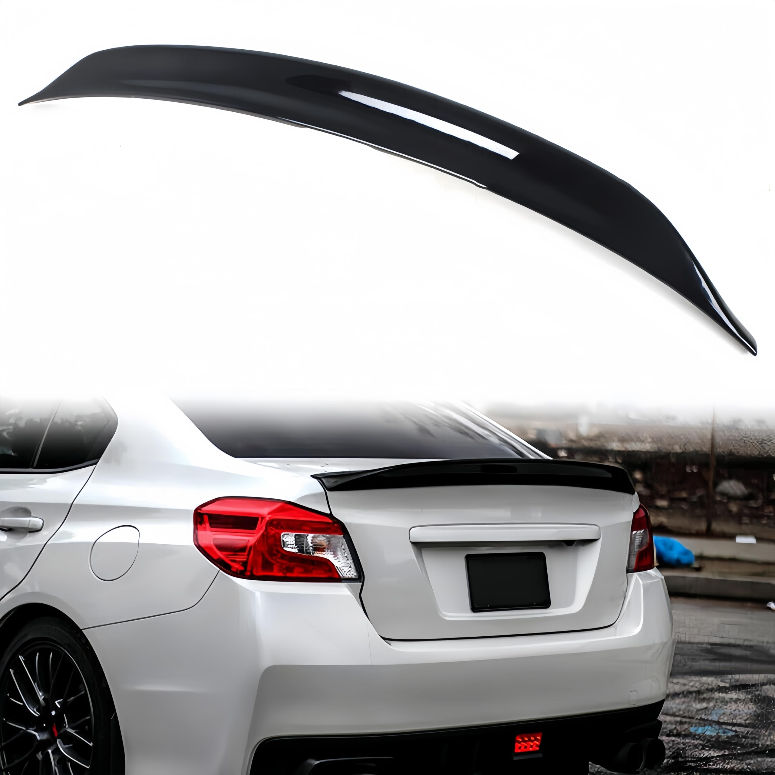 Photo 1 of ***MISSING ASSEMBLY HARDWARE**** WheelX Rear Trunk Spoiler Compatible with 2015-2021 Subaru WRX/WRX STI, Duckbill Fits for 15-21 4 Door Sedan, Exterior High Kick Tail Deck Lid Splitter Wing Lip (Glossy Black)
