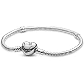 PANDORA 590719 Sterling Silver Heart Clasp Bracelet, Gift Box Included