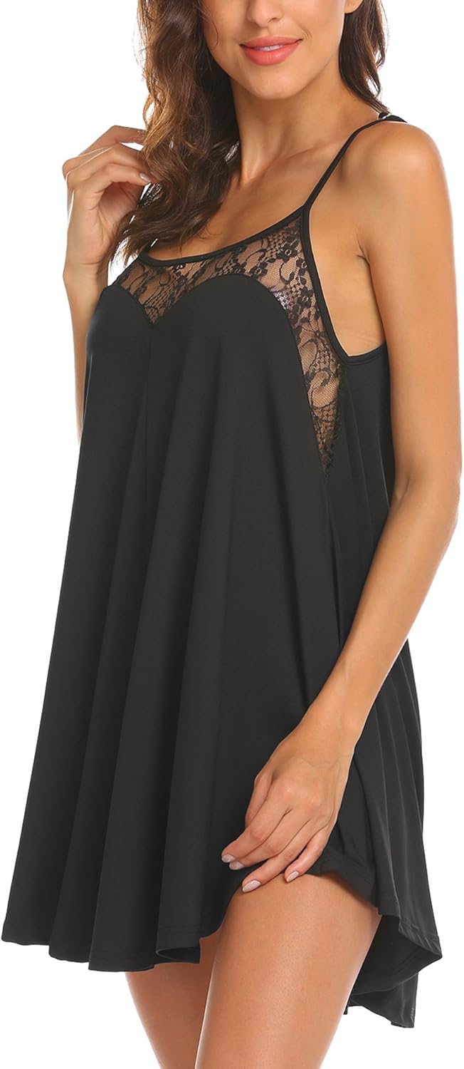 Ekouaer Nightgown Sexy Lingerie for Women Nightwear Lace Chemise Sleeveless Camisole Slip Dress Babydoll Sleepwear at  Women’s Clothing store