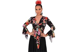 AMINA JAADE Top-Bolero de Tejido elástico, Cruzado y de Mangas con Volante, Ideal para la Danza flamenca o sevillanas