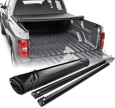 Violetlisa 1pc Black Vinyl Clamp On Soft Lock Roll Up Top Mount Tonneau Cover Assembly For Chevy Silverado Gmc Sierra 07 13 1500 07 14 2500 3500 Hd New Body Pickup 6 5ft Fleetside Bed Exterior Accessories
