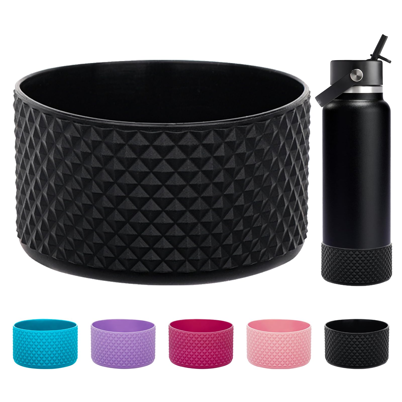 WK IEASON Protective Silicone Base Boot for Hydro Flask 32OZ 40OZ Wide Mouth, Anti-Slip Silicone Sleeve Cover Bumper for Owala Freesip/Flip/Twist 40OZ Flask Water Bottle-3.56inch Bottom Diameter — image 1