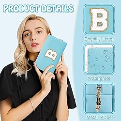Small Initial Preppy Makeup Bag Organizer, Blue