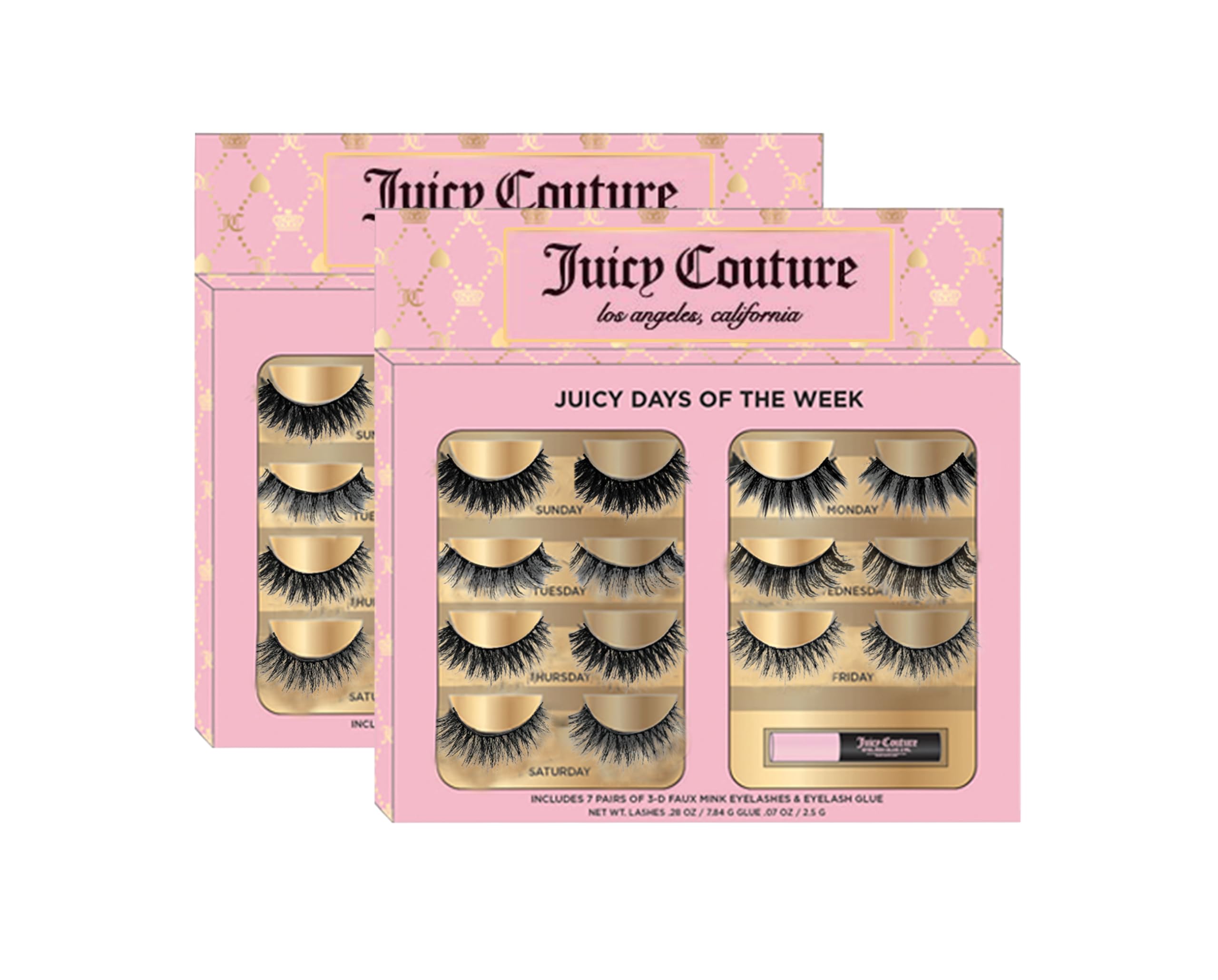 Photo 1 of Juicy Couture False Mink Eye Lashes Strips – 3D Wispy Cat Eye Strips with Glue & Applicator – 7 Unique Lash Falsies Every Day for Natural, Fluffy, Dramatic Looks (14 Pairs)