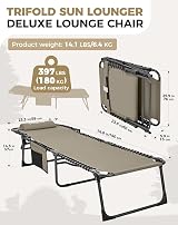 KingCamp Sun Lounger Five-Position Adjustable Backrest Garden Lounger view 3