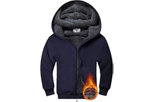 ONEDOG Boys Fleece Jacket Sherpa Lined Zip Up Hoodie Casual Long Sleeve Sweatshirt Warm Jacket 6-15Years (Girls/Kids)