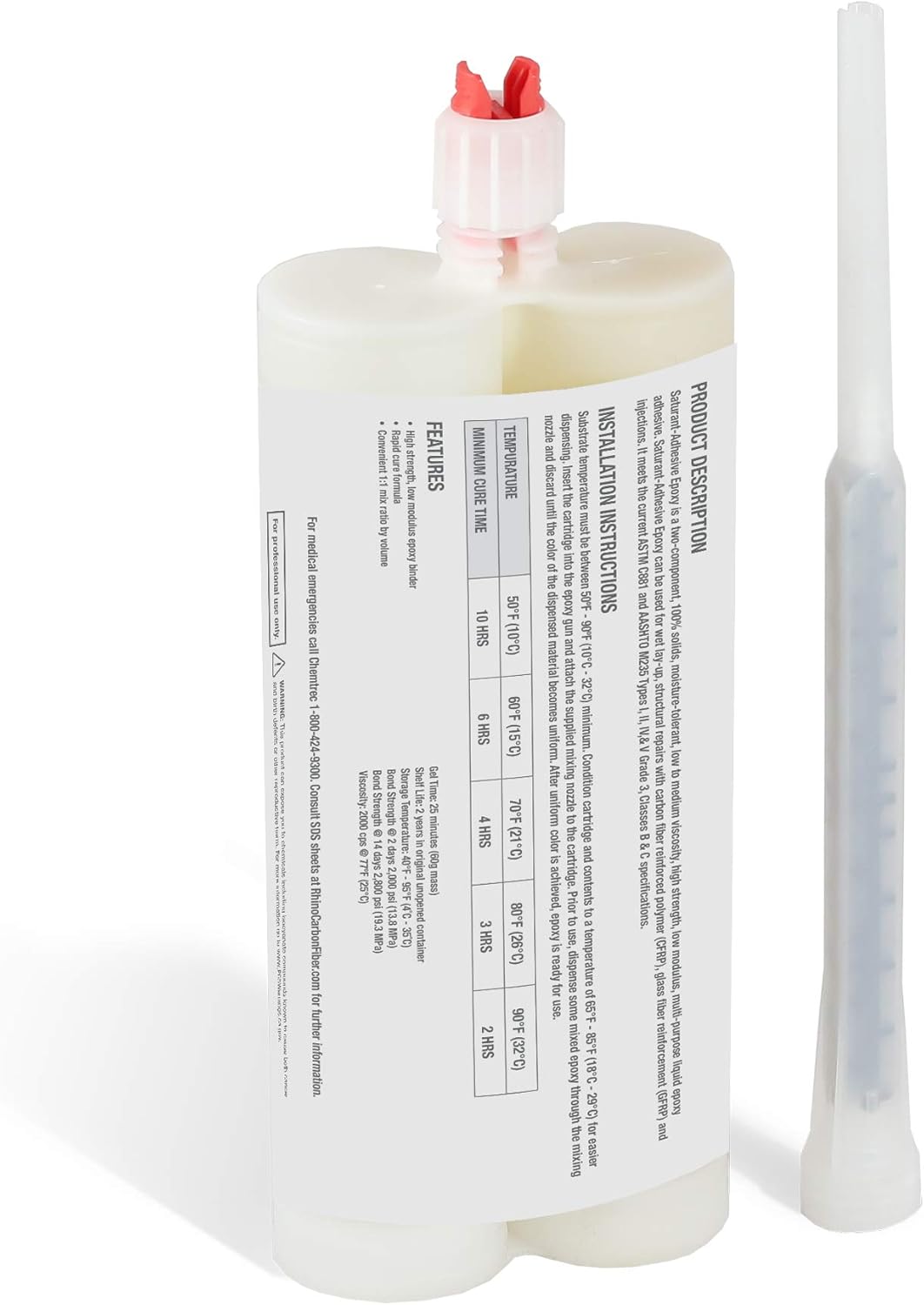 RCP USA RCF-VCRK Unidirectional Concrete Crack Repair Kit, Black, 10 Count - - 