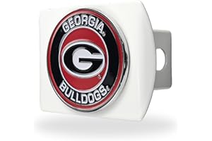 University of Georgia Bulldogs White Metal Hitch Cover with 3D Colored Team Logo by FANMATS - Round Molded Design – Easy Installation on Truck, SUV, Car - Ideal Gift for NCAA College Fan/Student