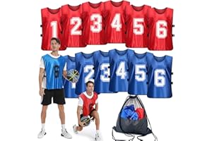PULUOMASI Sports Pinnies-Numbered Practice Vest Pennies for Soccer Basketball Jersey Bibs -Set of 12/Youth Adults Team