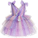 IMEKIS Toddler Girls Butterfly Birthday Dress Rainbow Tulle Formal Wedding Party Ruffle Tutu Dresses Photo Shoot
