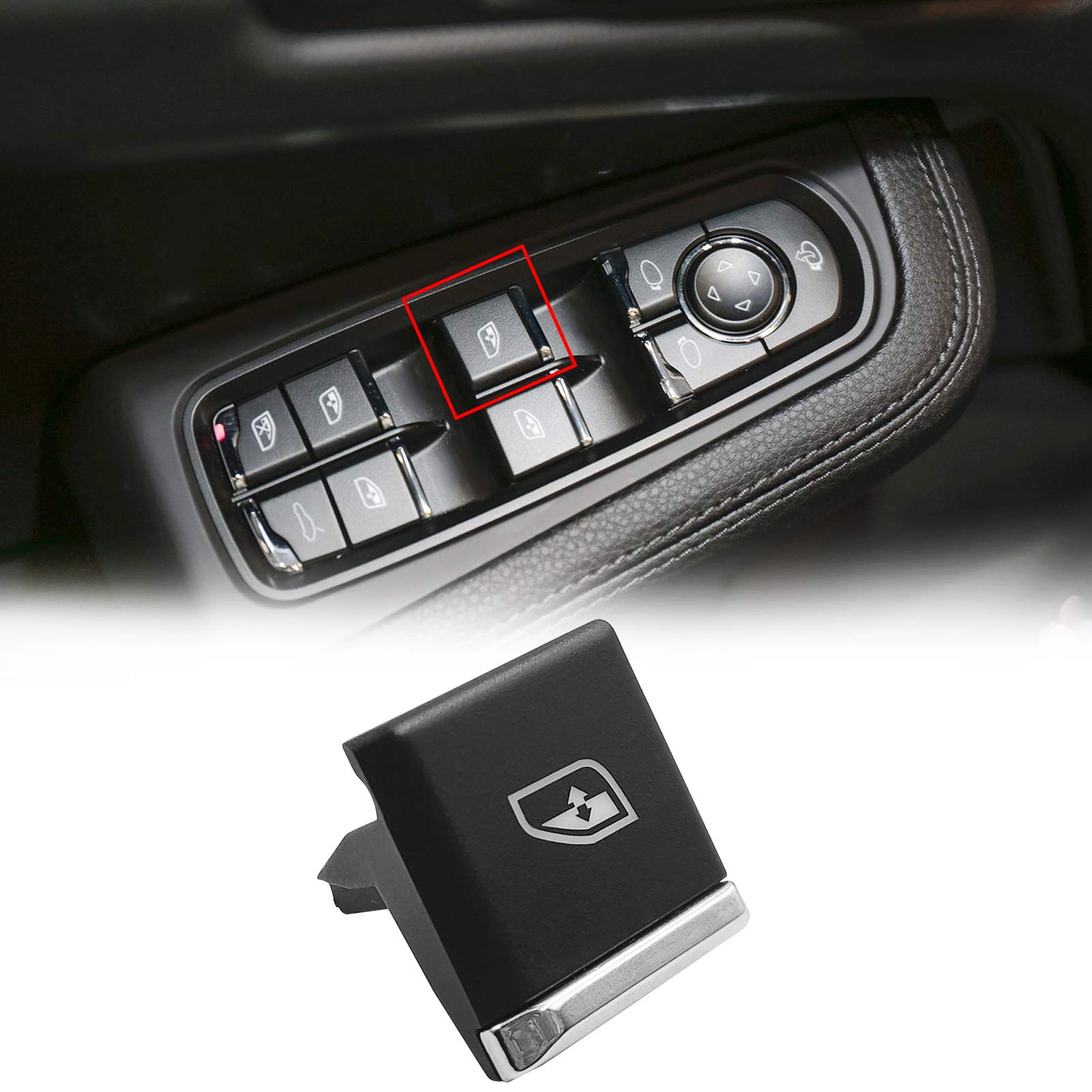 Photo 1 of TTCR-II Interior Window Lift Switch Button Cap for Cayenne 2011-2018, for Macan 2015-2025 and Panamera 2010-2016, 1 Pc Power Push Button Replacement at Driver Side Window Glass Switch Control