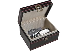 SunnyOcean Faraday Box, Faraday Key Fob Protector, RFID Signal Blocking Box, Carbon Fiber Key Fob Signal Blocker Cage, Anti-Theft, Anti-Scanning, Anti-GPS Tracking, 4.52 x 3.54 x 2.44in (Small Size)