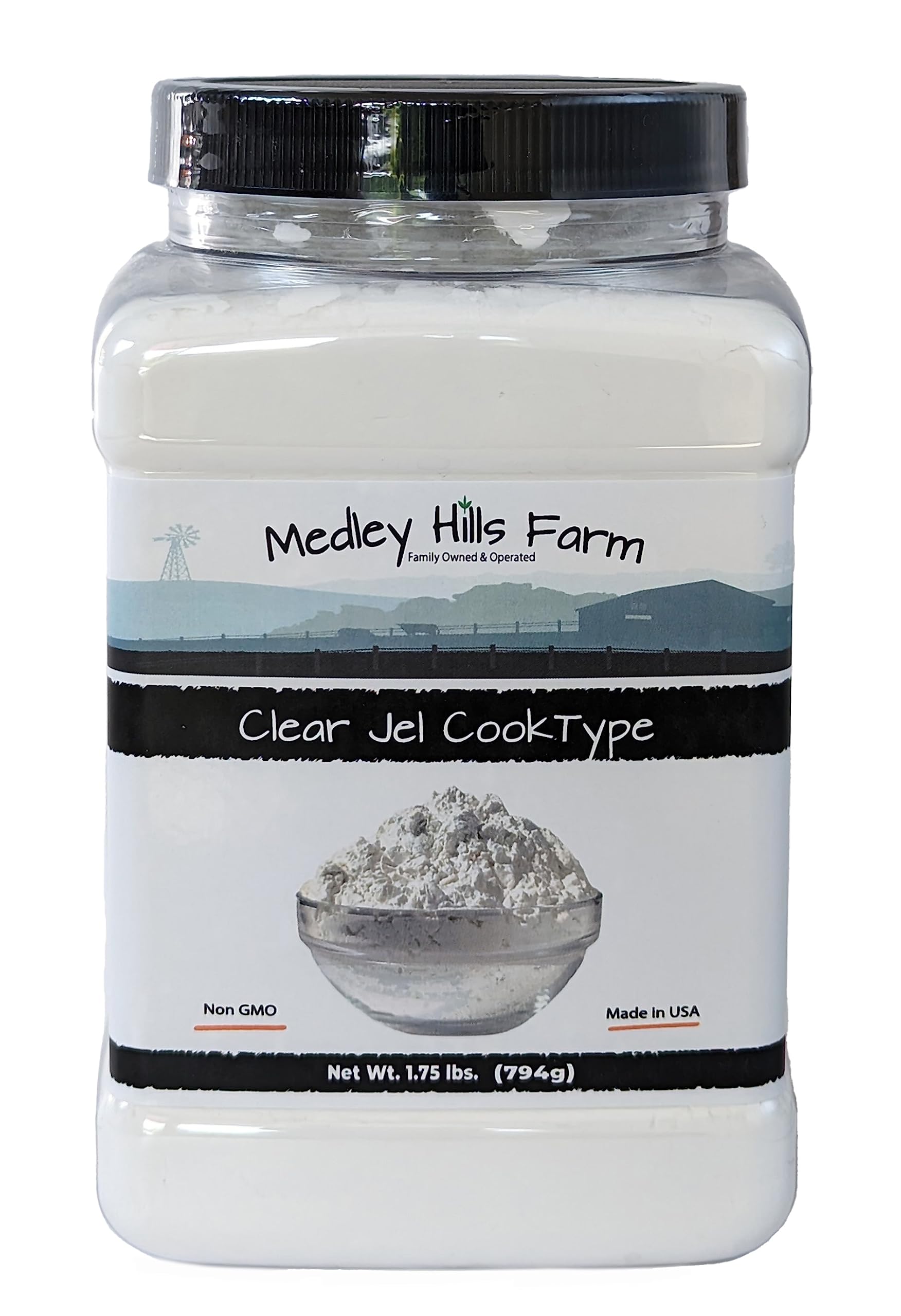 Clear Jel by Medley hills farm 1.75 Lbs. in Reusable Container - Great Clear Jel for canning Pie Filling - Gluten-Free - Non-GMO - Made in USA