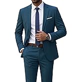 YND Men's 2 Piece Suit with Tie, One Button Slim Fit Solid Jacket and Pants Set, Suits for Men Prom Party Wedding & Business