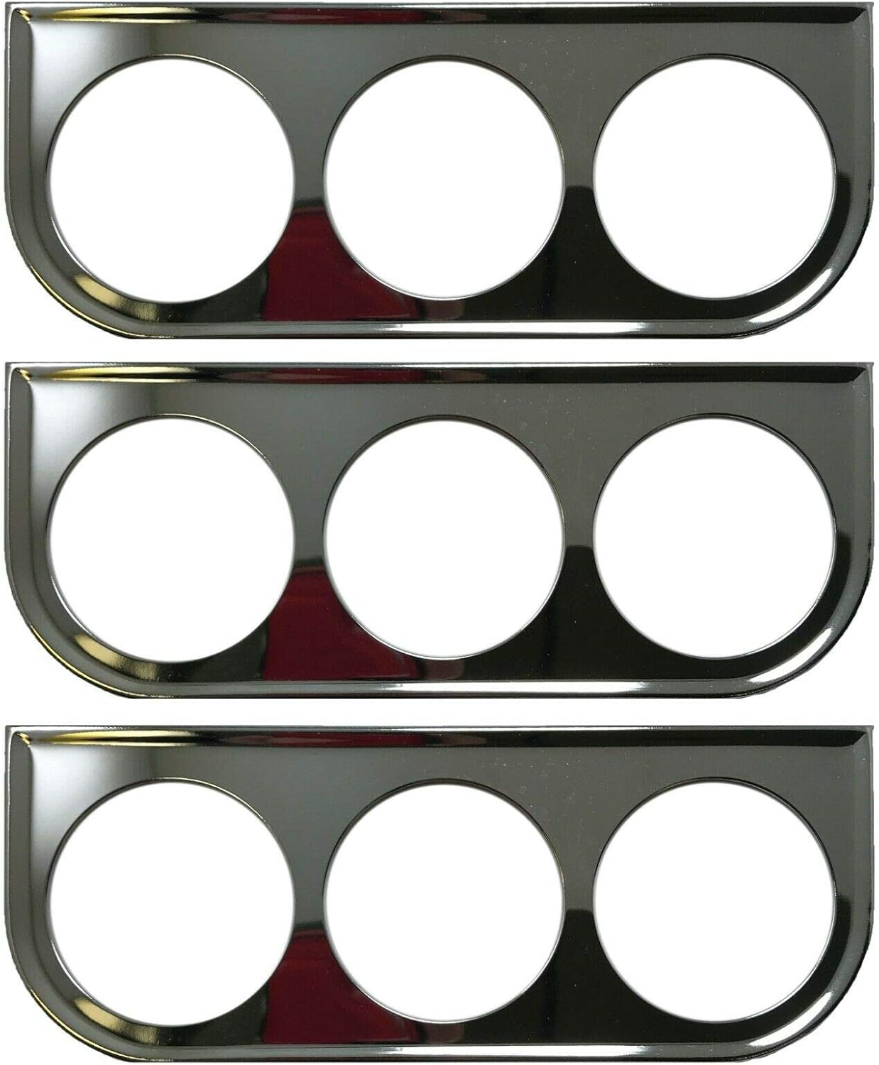 Sherco-Auto (3) Universal Chrome Under Dash Triple Gauge Mounting Panel 2-1/16 Inch