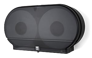 Palmer Fixture RD0027-02F Twin Jumbo Tissue Dispenser with Core Adaptor, Black Translucent
