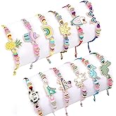 12 PCS Cute Friendship Bracelets Bulk for Girls, Unicorn, Panda, Ice Cream Bracelets Dtring Handmade Bracelets kids jewelry f