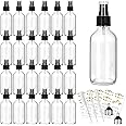 CycleMore 25 Pack 4oz Clear Glass Spray Bottles with Fine Mist Sprayers, Glass Travel Bottles for Cosmetic Essential Oils Cle