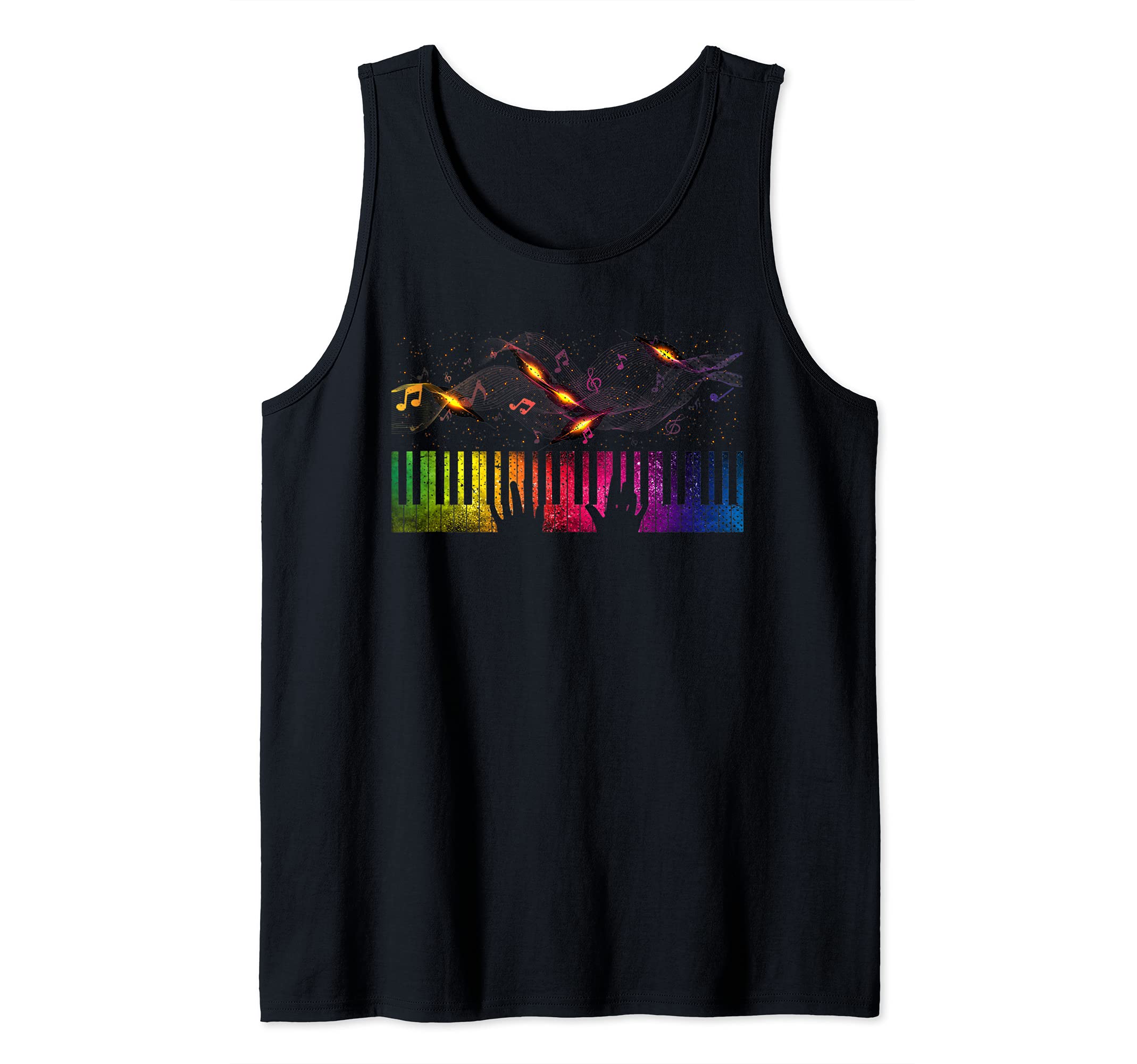 Musician Piano Keyboard Pianist Colorful Music Notes Piano Tank Top