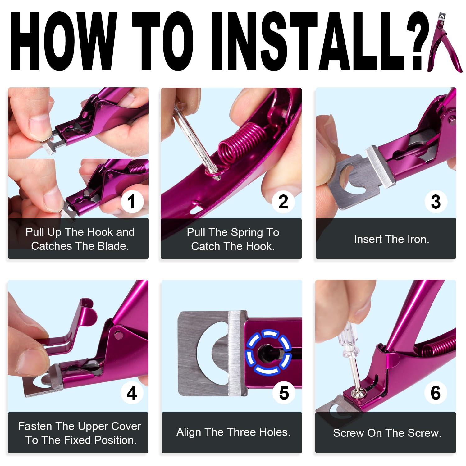 Violet Red Premium Adjustable Nail Clippers with Magnets Sizers for Acrylic Nails, Stainless Steel Nail Cutter Trimmer for Artificial Fake False Tips Manicure Sharp Blade Clip Tool for Salon Beauty - Image 7