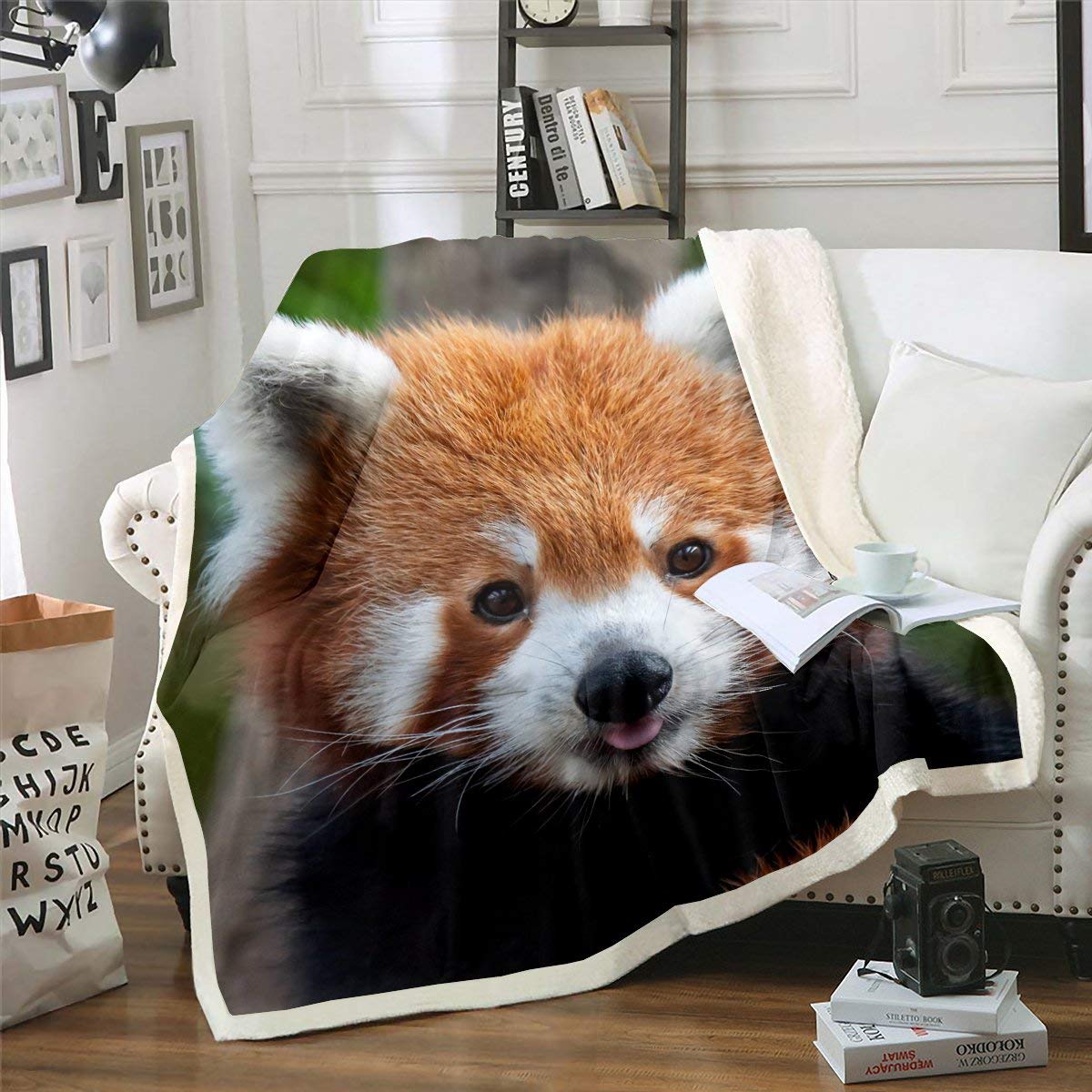 Red Panda Cute Panda Fleece Throw Blanket for Kids Boys Girls Wild Animal Decor Plush Blanket Jungle Wildlife Style for Sofa Bed Couch,Single 50x60 Inch