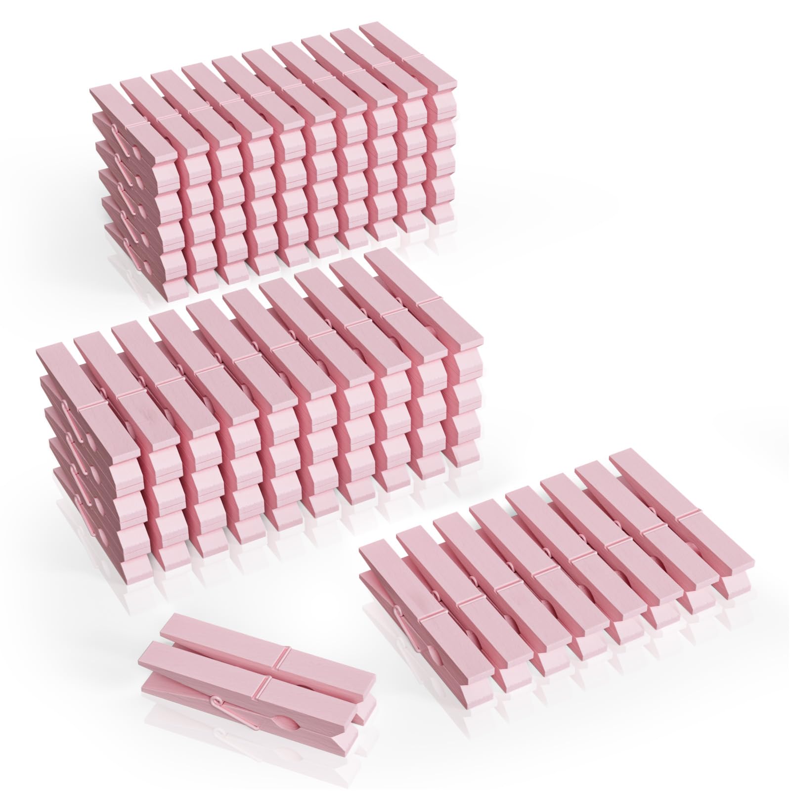 Photo 1 of 100Pcs Clothes Pins Wooden, 2.9 Inch Colored Clothespins for Crafts, Pastel Colorful Clothespins for Hanging Clothes Picture Light Pink