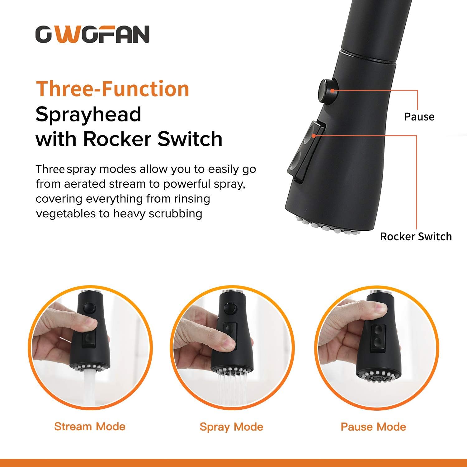 OWOFAN Touch On Kitchen Faucets with Pull Down Sprayer Smart Kitchen Sink Faucets with Deck Plate, Stainless Steel Matte Black 1068R - - 