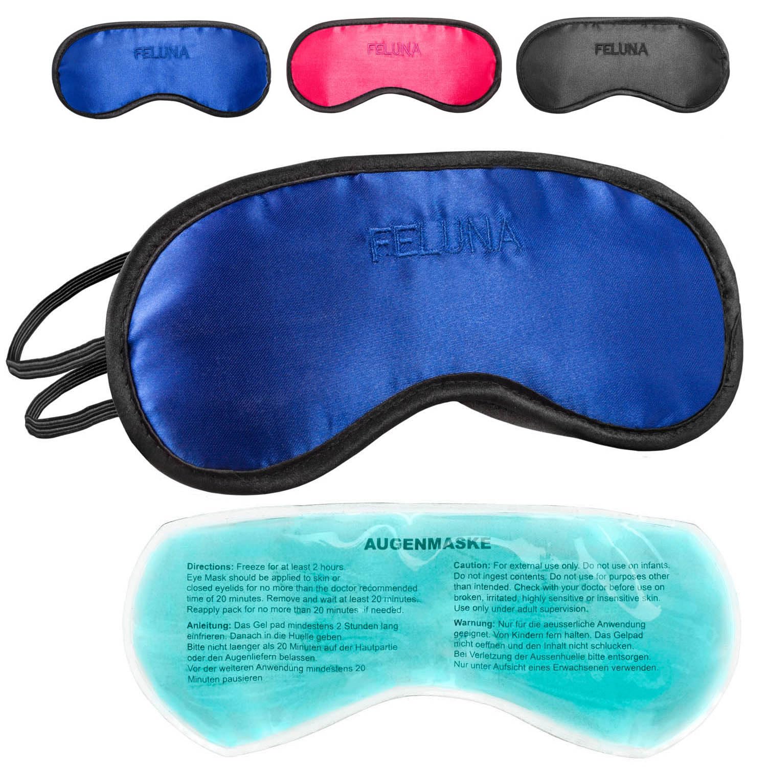 Sleeping mask with Cooling pad Sleeping Eye mask Night mask Sleeping Goggles with Adjustable Rubber Band and Silk Touch Cooling pad Helps with migraine, Headache & Allergies (Blue)