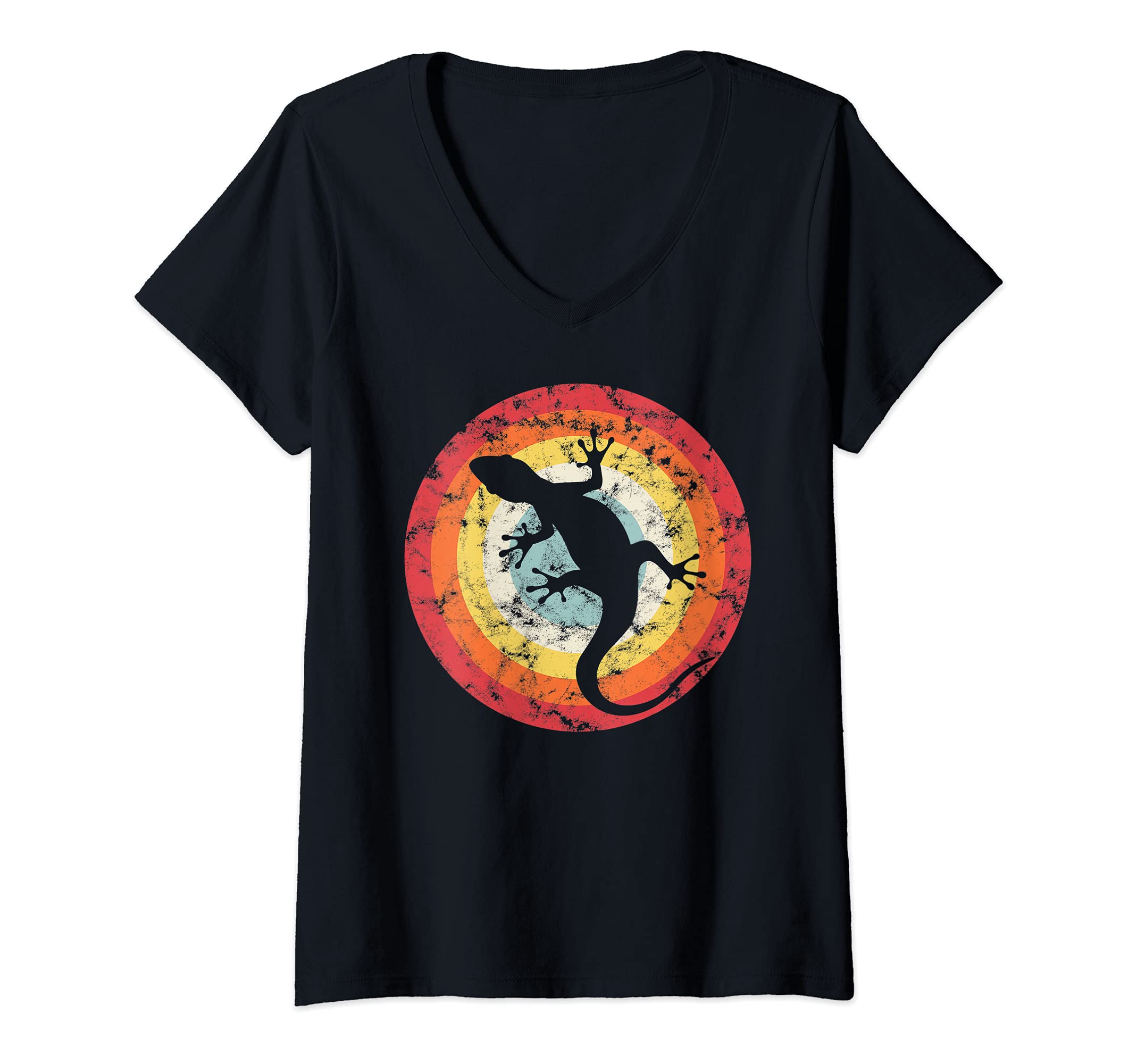Womens Lizard Vintage Reptile Gecko Terrarium Owner Zoo V-Neck T-Shirt