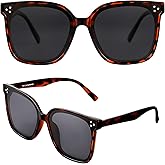 Yaserra Trendy TAC Polarized Square Sunglasses for Women Men, Oversized Lightweight TR90 Frame UV400 Protection