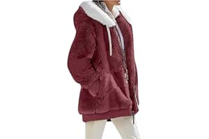 Lxitoler Fuzzy Fleece Jacket Womens Winter Hooded Cardigan Plus Size Sherpa Winter Coats Warm Outerwear with Pockets