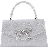 Dreubea Women's Tote Fashion Bowknot Rhinestone Evening Bag Beautiful Shiny Clutch Handbag